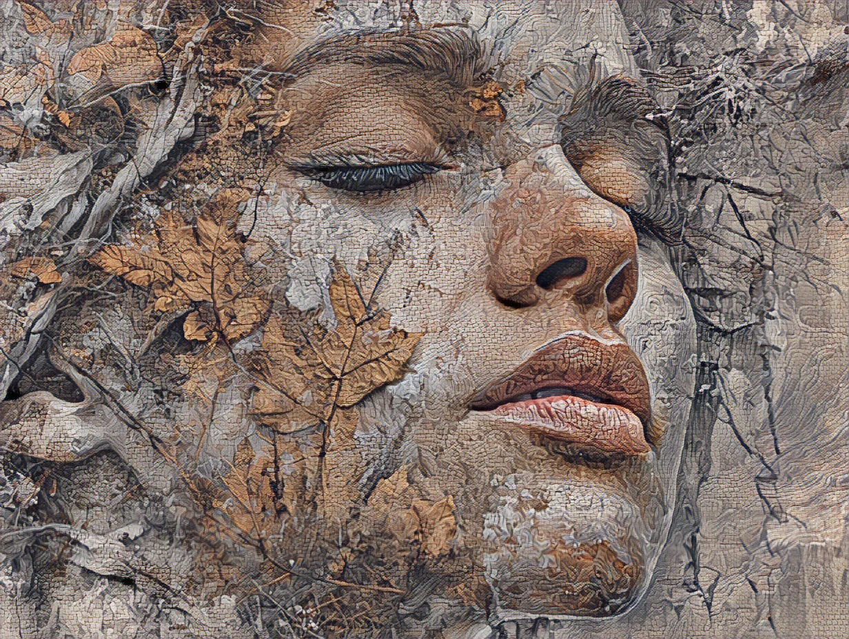 Detail van een geschilderd fresco met craquele-oppervlak